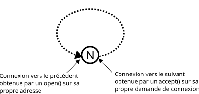 Anneau initial avec un seul nœud