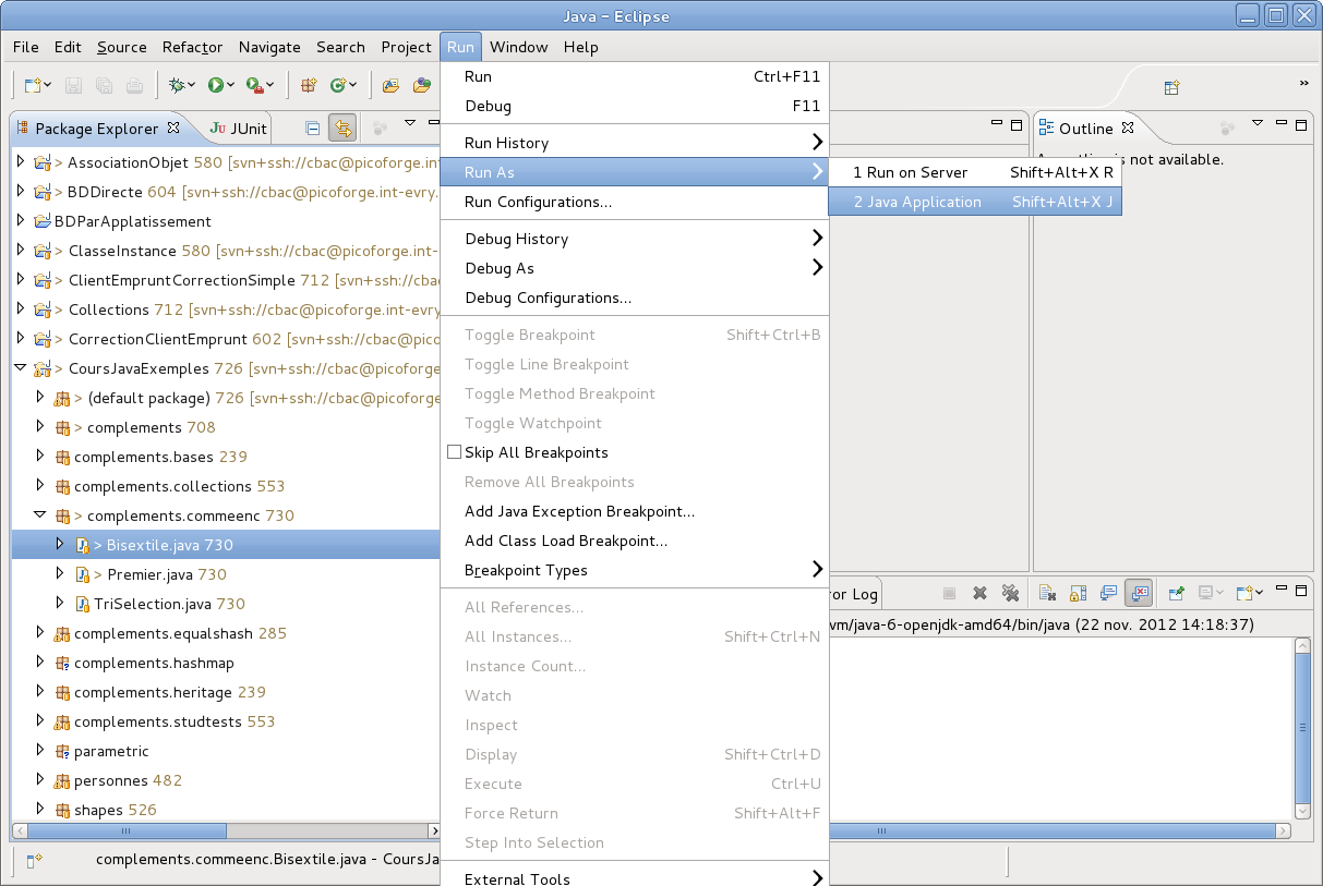 first run as java application
