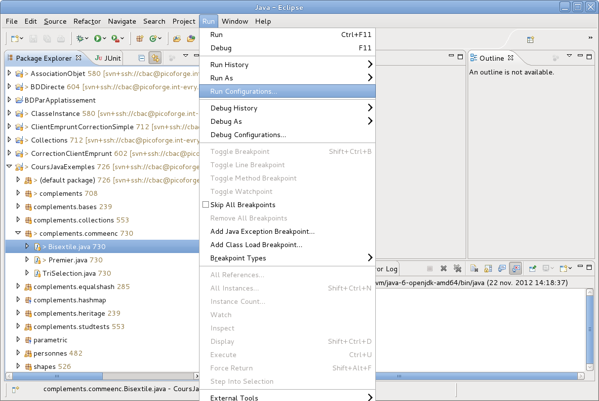 run configurations
